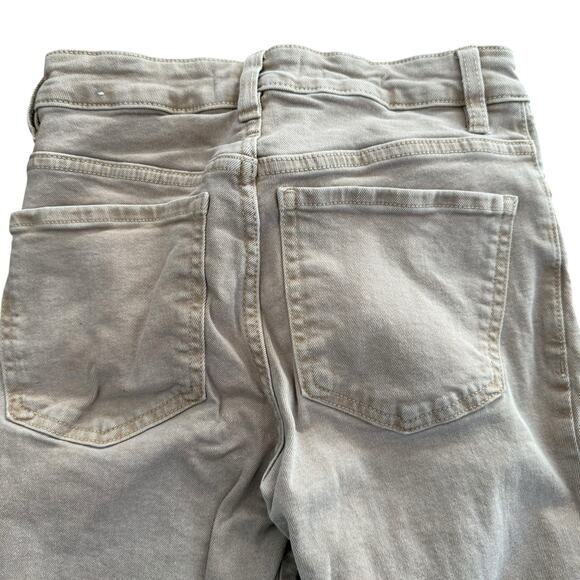 Mango Women's Medium Rise Flared Leg Frayed Hem Ecru Beige Jeans Denim - Size 2 - Picture 7 of 9